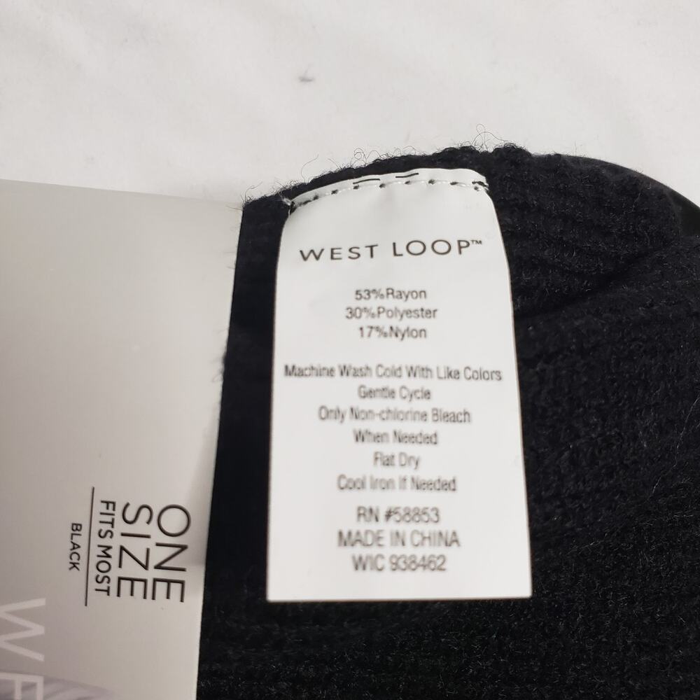 West Loop Women's One Size Simple Knit Scarf Solid Black Winter Minimalist New - Picture 4 of 5